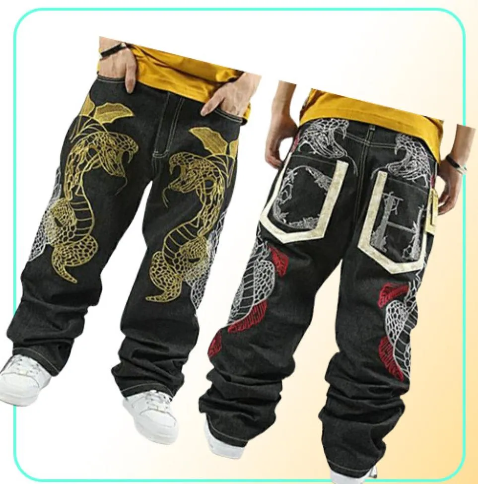 fashion NY Skateboard embroidery Dragon jeans COOL Graffiti long Loose Relaxed Casual Pants Rap boy B BOY Trousers Size 34426322409