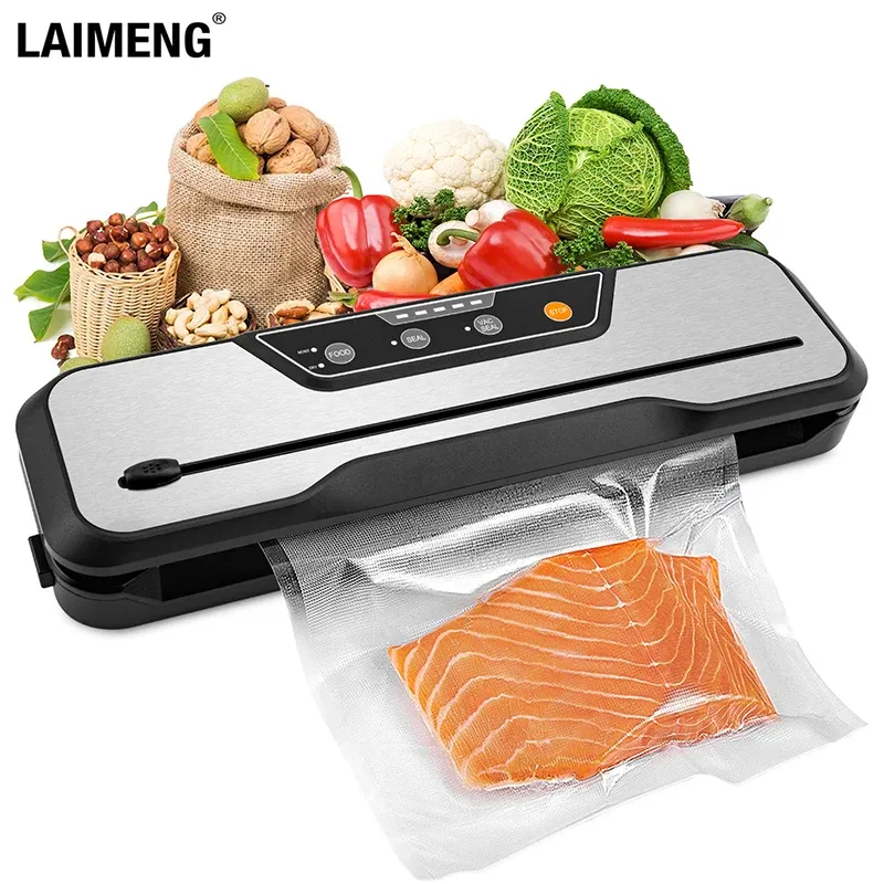 Máquina Laimeng Houseng Vacuum Sealer sous vide Máquina de embalagem a vácuo para armazenamento de cozinha alimentos a vácuo saco de vácuo Rolls S299