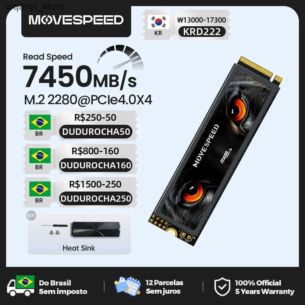 MOVE SPEED 2TB PCle 4.0 NVMe SSD M.2 最大7450MB/秒読み取り＆6500MB