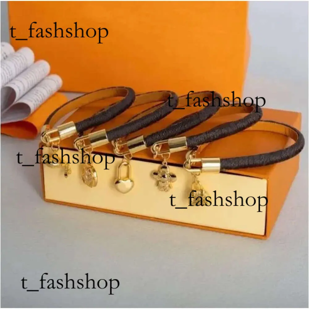 Charm Leather Fashion Lock Classic Designer Bracelet Flat Brown Brand Metal for Men and Women Lovers Jewelry Gift Women's Luxury Bracelet Men's Bracelet 638