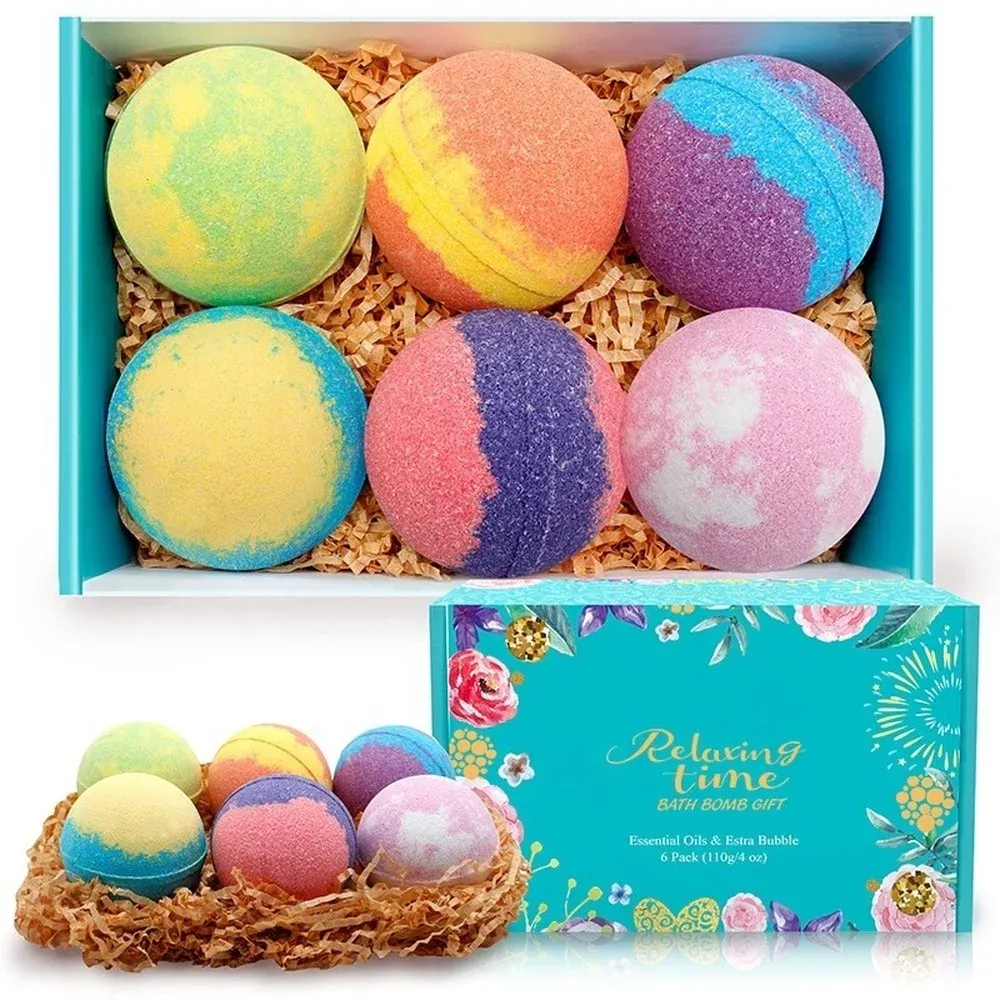 Accessories 6Pcs Kids Handmade Bath Bombs with Surpirse Toys Inside Funny Natural Essential Oil Colorful Bubble SPA Shower Salt Ball