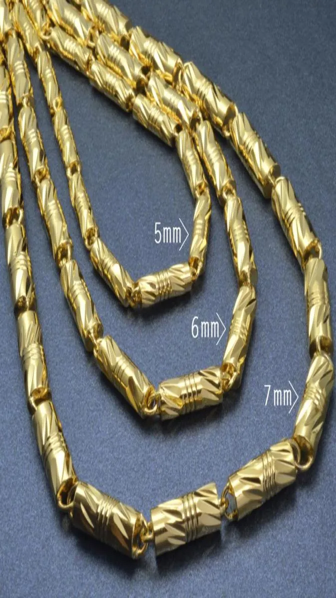 18 -karowe złoto męskie kobiety 039S Wykończenie Solid Cuban Link Naszyjnik 55 cm L N2992455259