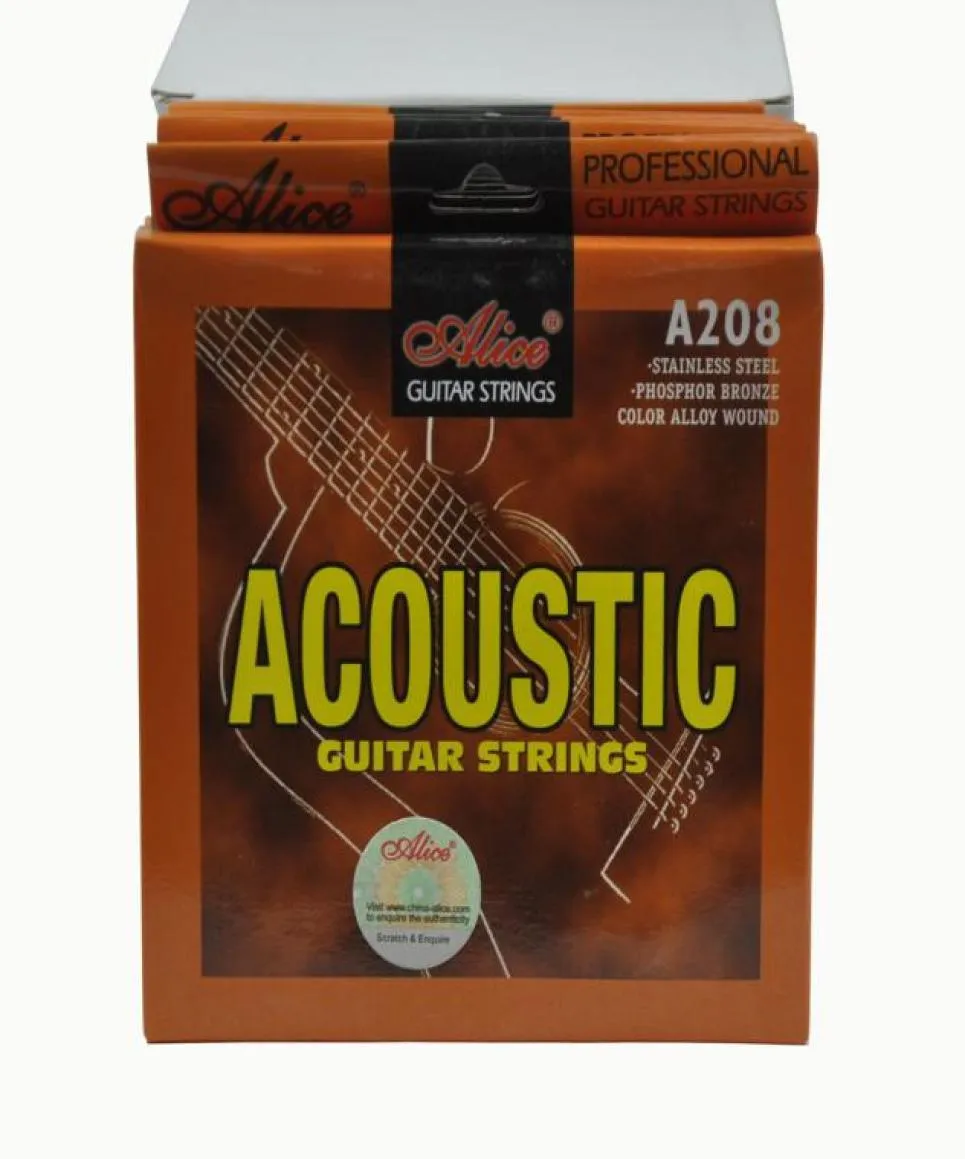 6Sets Alice Acoustic Guitar Strings Fosfor Bronsfärglegering Lindrande 6 strängar Set A208L 0128212855