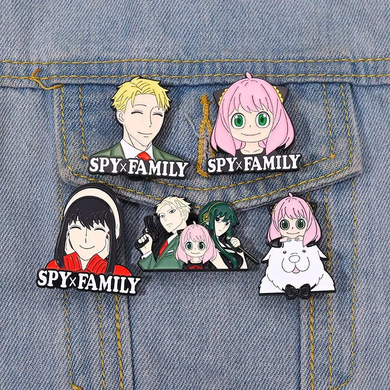 personajes de la familia espía broche lindos juegos de películas de anime de esmalte dura colección de dibujos animados broche mochila sombrero de la bolsita de la solapa de la solapa de la solapa