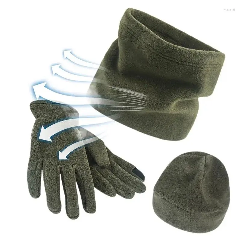 Cycling Gloves Fleece Winter Warm Set Three-Piece Kit With Hat Scarf High Elastic Accessory For Snowboarding Running Skating