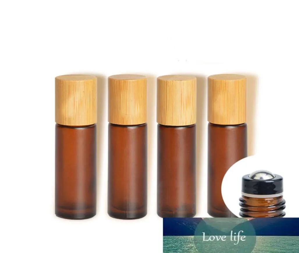 10 ml Frosted Amber Cosmetic Glass Essential Oil Serum Container Matt Brown Roll On Parfym Bottle Bamboo Lid Makeup Accessories6596168