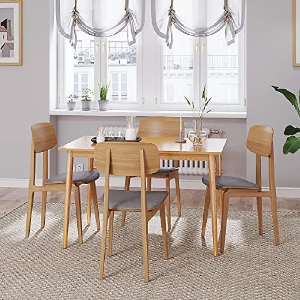 Modern Dining Table 47 Inch Oak Finish Kitchen Table With Solid Wood ...