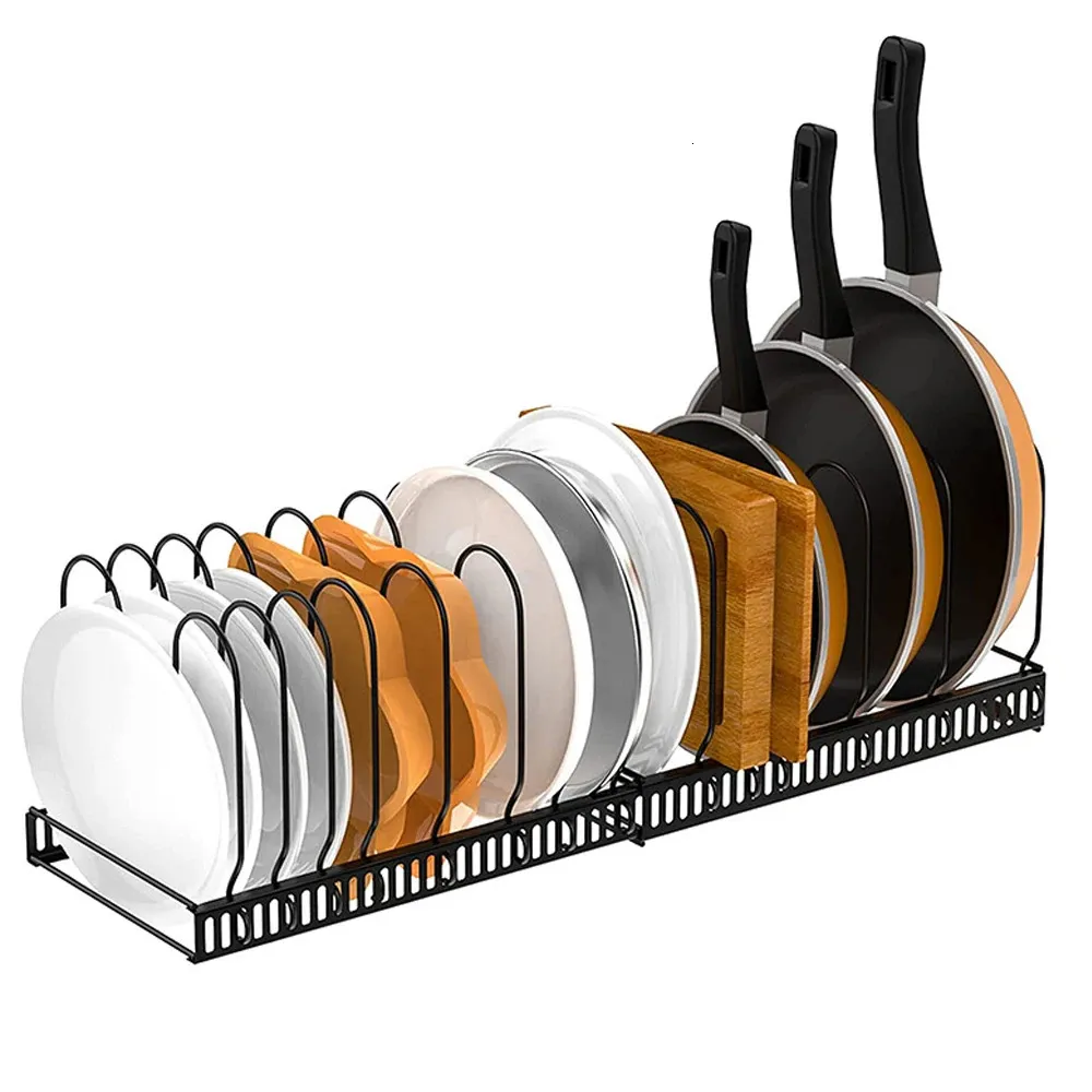 Köksredskap förvaring Rack Pan Pot Storage Organizer Kök Tillbehör Justerbar skål Torkning Hylla Multifunktionell 240407