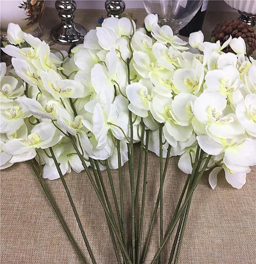 20pcslot Whole White Orchid ramificações artificiais para a decoração de festas de casamento orquídeas Flores baratas7493692