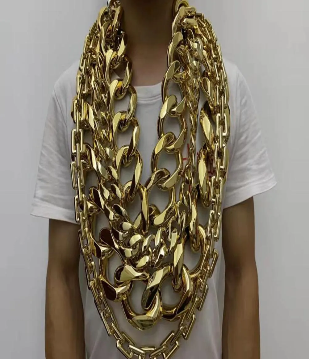 Catene collana acrilica hip hop voluminosa spessa grande catena dorata in stile goth uomo donna regali di gioielli Halloween Accessori in plastica Rock3341661