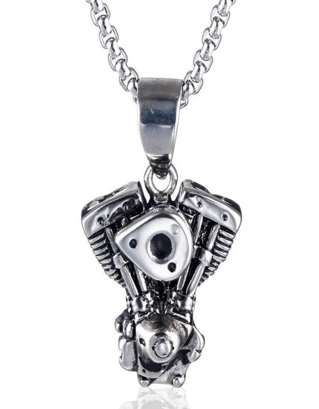Engine Motorcycle Biker Necklace Personalized Punk Hip Hop Pendant Necklaces For Men And Women Stainless Steel Chain7487735