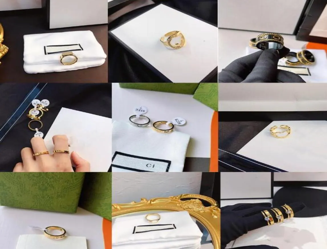 9STYLE Classic Luxury Jewelry Designer Rings Mulheres adoram suprimentos de casamento diamante 18K Gold Bated Aço inoxidável anel de dedo fino 5590854