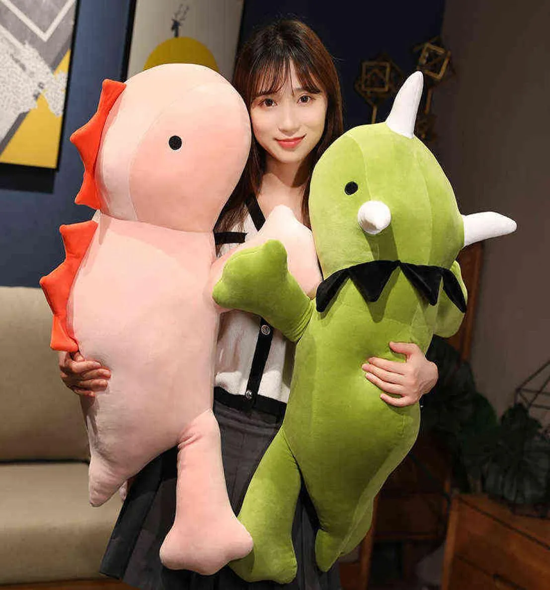 80 cm kawaii gigantische triceratops dinosaurus gewogen pluche speelgoed cartoon anime schattige super zacht knuffelsed dieren poppen geschenken voor kinderen meisjes T4432941