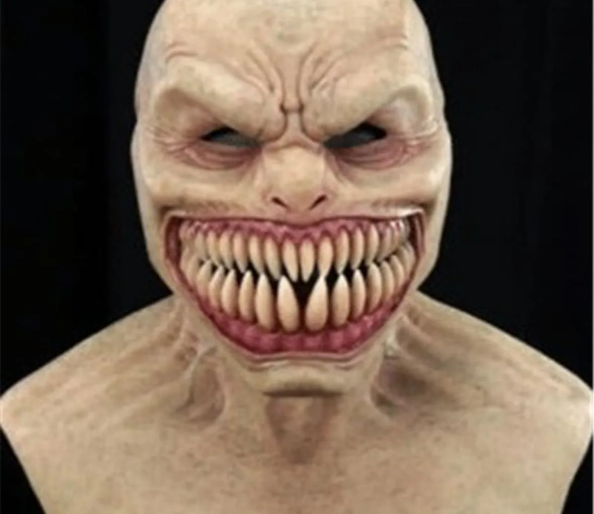 Nowy horror Stalker Mask Cosplay Creepy Monster Big Mouth Teeth Chompers LaTex Maski Halloween Party Przerażające kostiumy Q08063427381