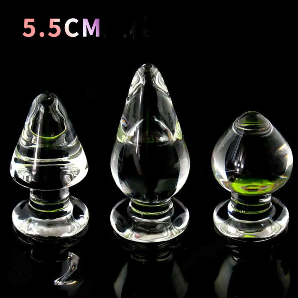 Glass Anal Plug stor storlek 5,5 cm i diameter Stimulering Massage Vuxen Orgasm Masturbation Products för par.