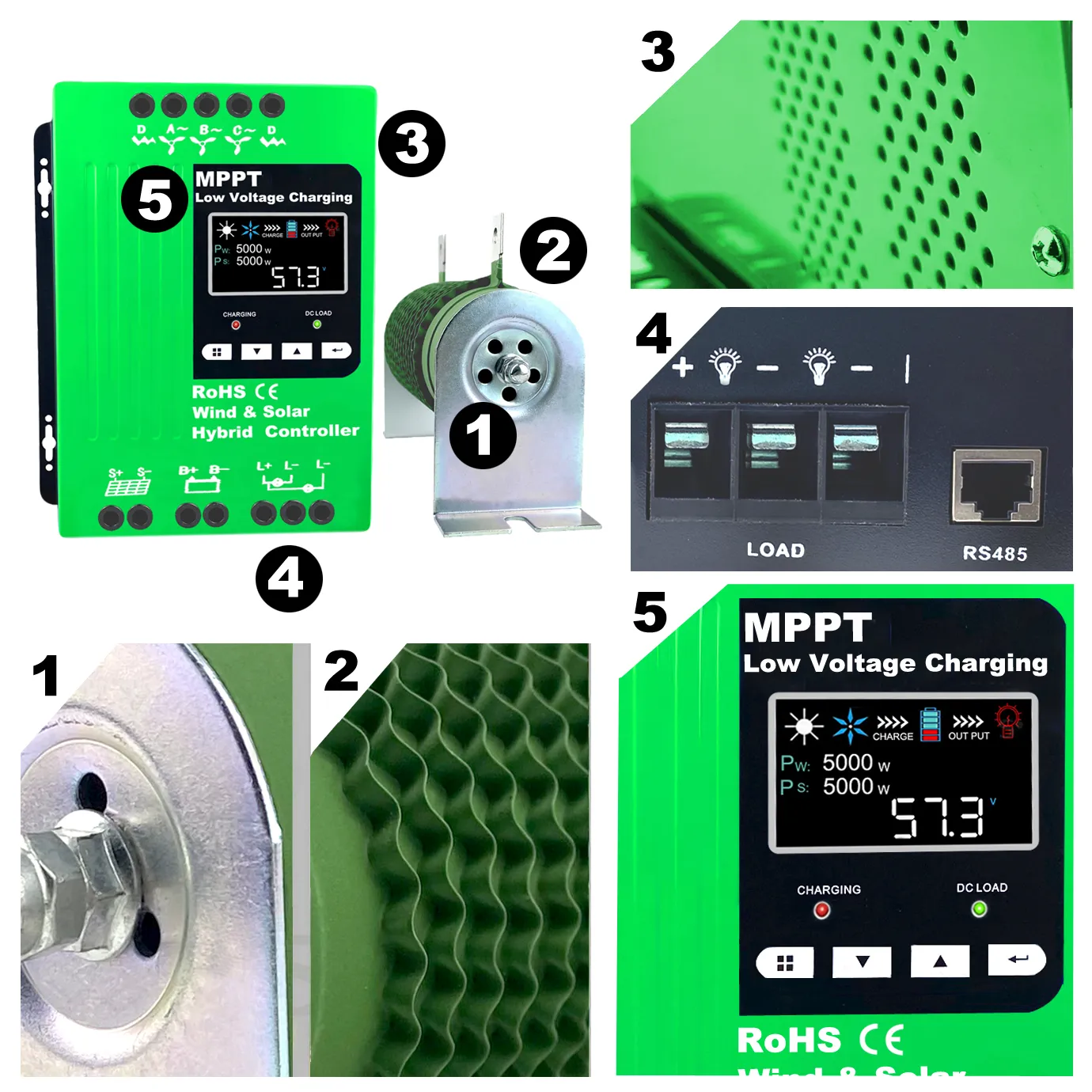 MARS 3000W 5kW 12V 24V 48V MPPT Solar Wind Hybrid Charge Controller ...