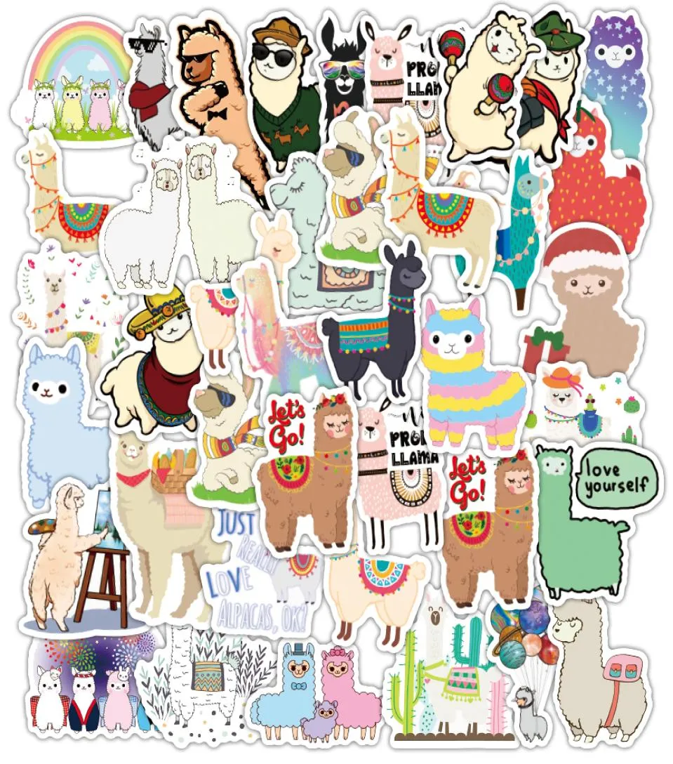 50PCS Cartoon Animals Alpaca Personality Cute Stickers For Kids Water Bottle Skateboard Phone Case Diy Bike Waterproof Car Decal W4501245