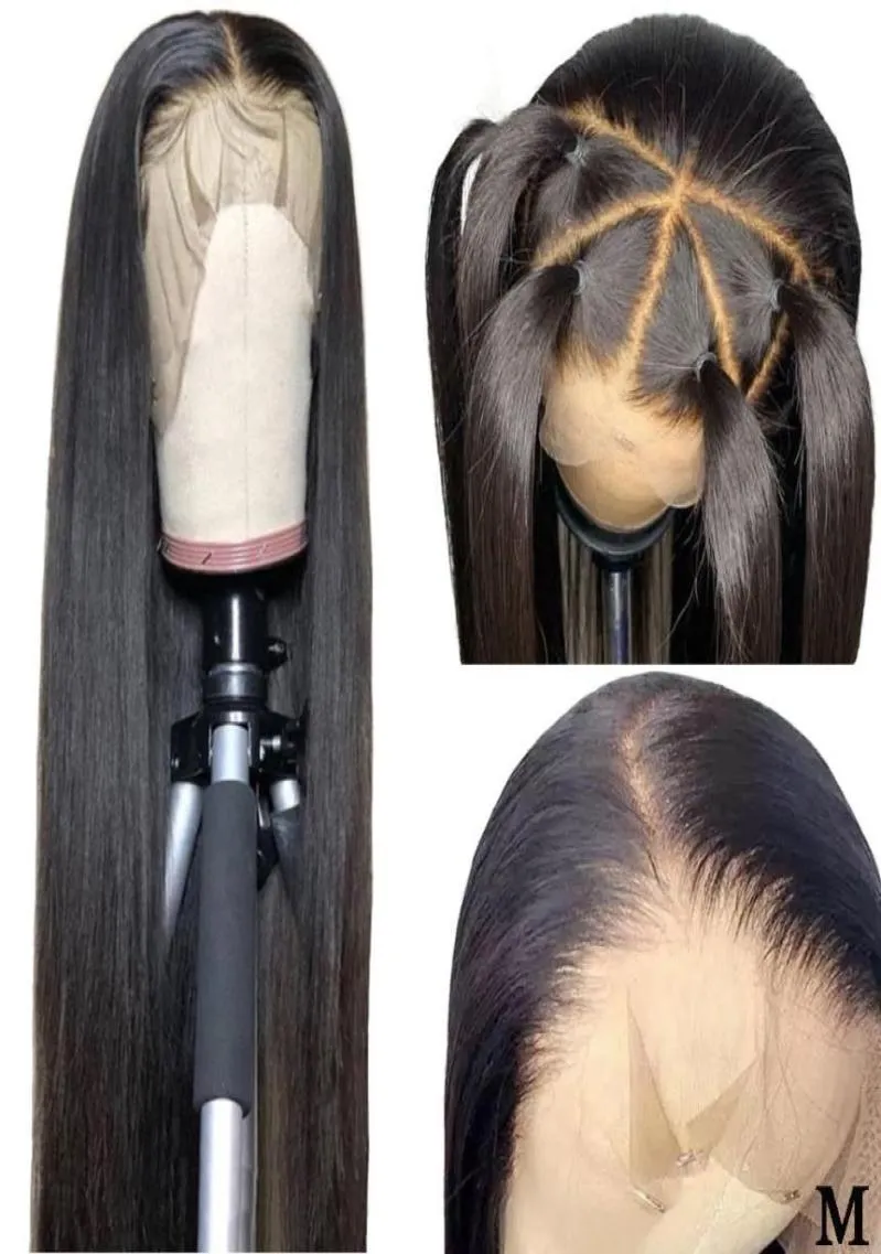 Capelli umani frontali 360 pizzo parrucca pre -grattata naturale per capelli naturale 150 densità medio rapporto peruviano dritta dritta in pizzo frontale wigs4915994