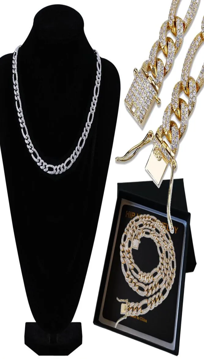 Nytt 18K Gold Plated Full CZ Zirconia Mens Copper Chain Halsband 10mm Diamond Silver Gold Hip Hop Punk Rock Smyckesgåvor för pojkar 6562179