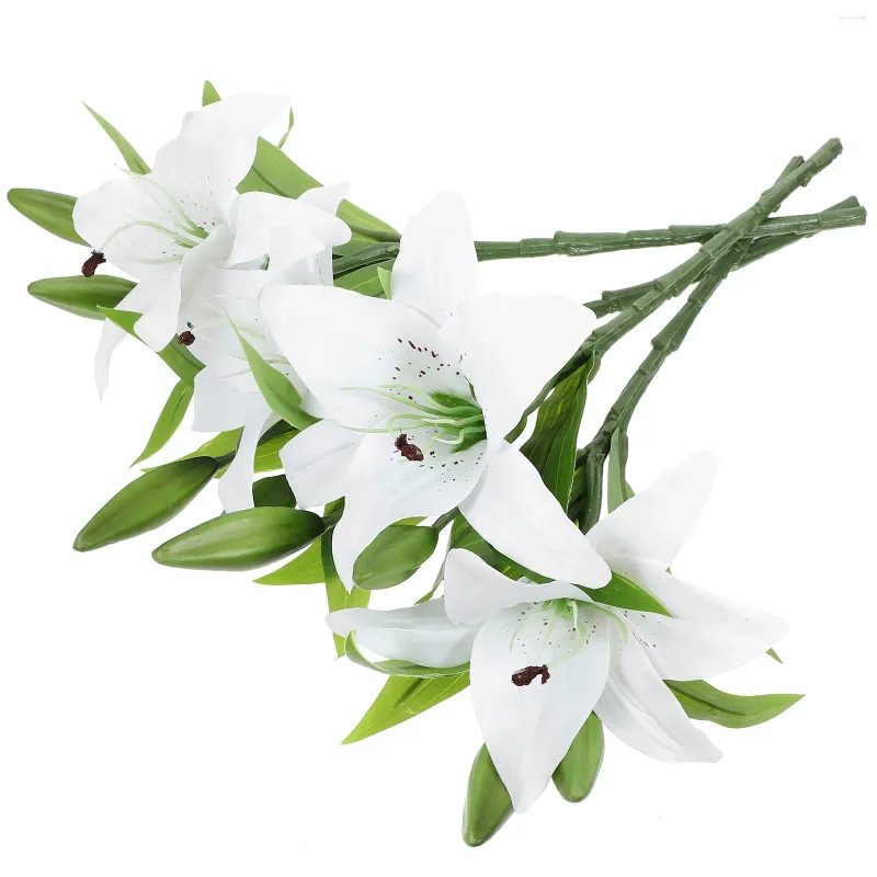 Dekorative Blumen 4PCS Realistische Lilie Faux Flower Lilies gefälschte Arrangement für Hochzeitsfeier