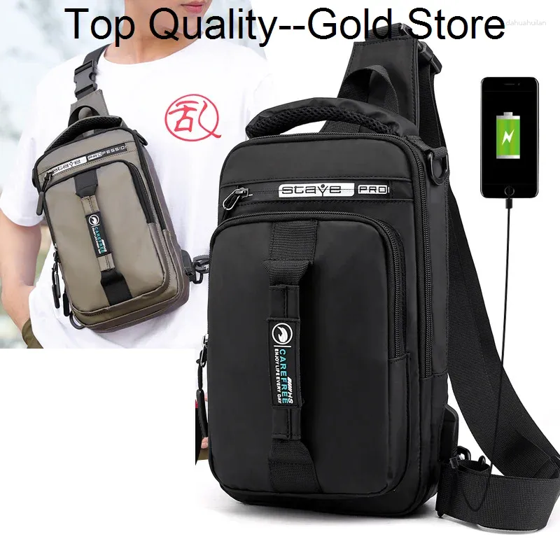 Backpack Fashion Men Nylon Rucksack zum Laden von USB -Schnittstelle Männliche Crossbody -Bag -Schulter -Messenger -Chest -Taschen Rucksack Daypack