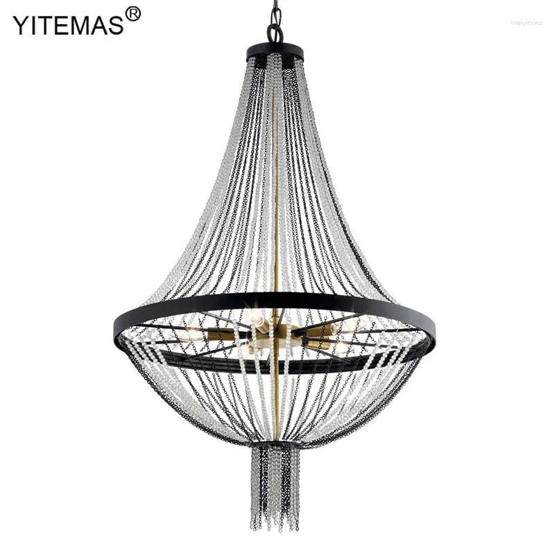 Lampadari del lampadario cristallo lampadario elegante marginale black francese paesi americani appesi 5 luce in camera da letto soggiorno