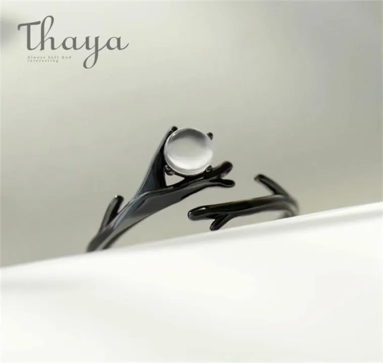 Thaya Original Moonlight Forest Design Ring Finger Ring Moonstone Gemstone S925 Silver Black Branch Ring For Women Elegant Jewelry 22025870987