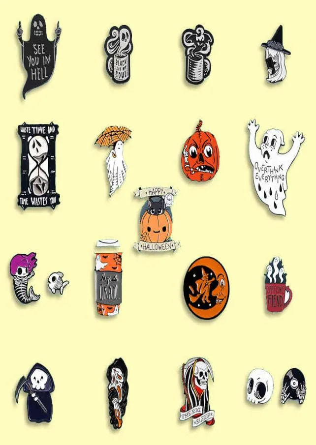 Halloween emaljstift pumpa spöke brosch trick eller behandla smycken mjuka emaljstift gåva till vänner barn1421524