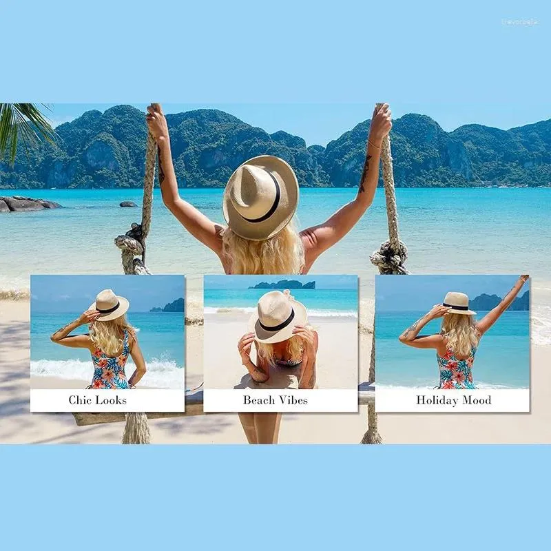 Berets verkaufen Panama Hat Eimer Mütze Frauen Männer Sonnenschatten Strohmädchen Sommer im Freien Strand weit reisen