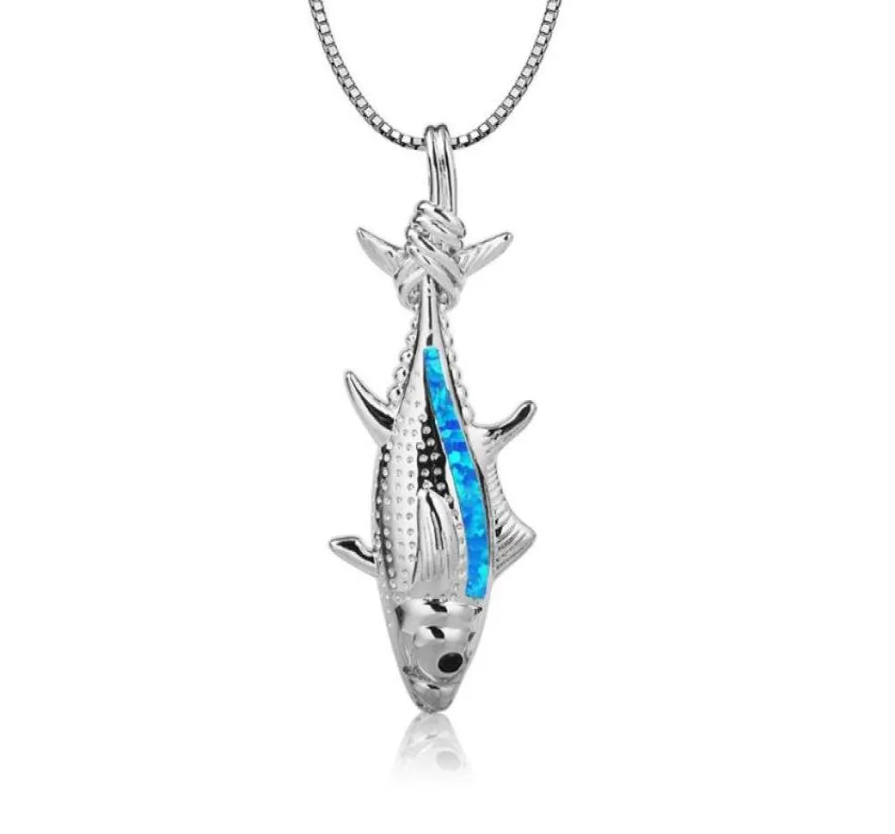 Collares colgantes Fuego azul Opal atún collar collar joya de moda para mujeres Drop3012365