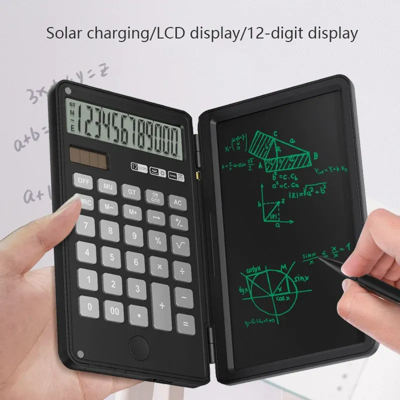 Calculatrice de calculatrice avec carte d'écriture, calculatrice solaire, double alimentation, calculatrice portable d'affichage à écran plus large à 12 numéros