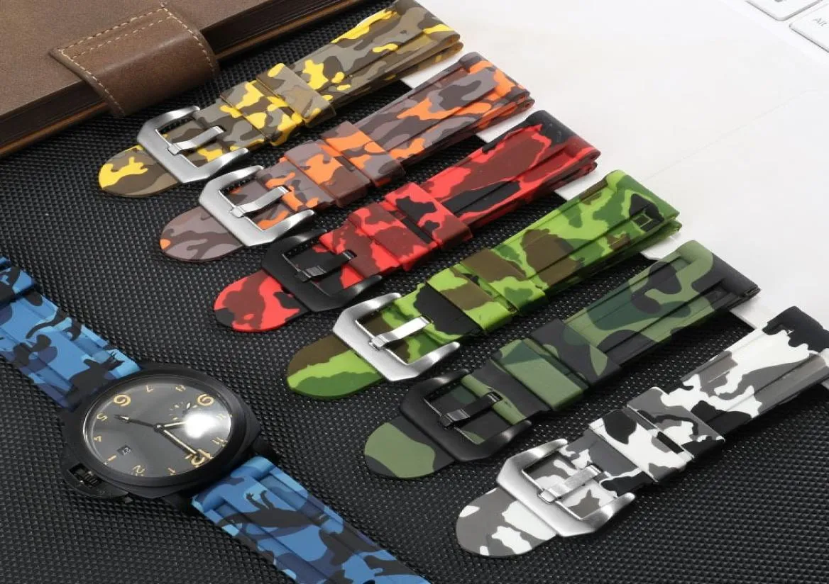 Band Silicone Watchband för Panerai Watch Strap 22mm 24mm 26mm Camouflage Rubber Wristband Sport Waterproof Wrist Belt Armband BA3252393