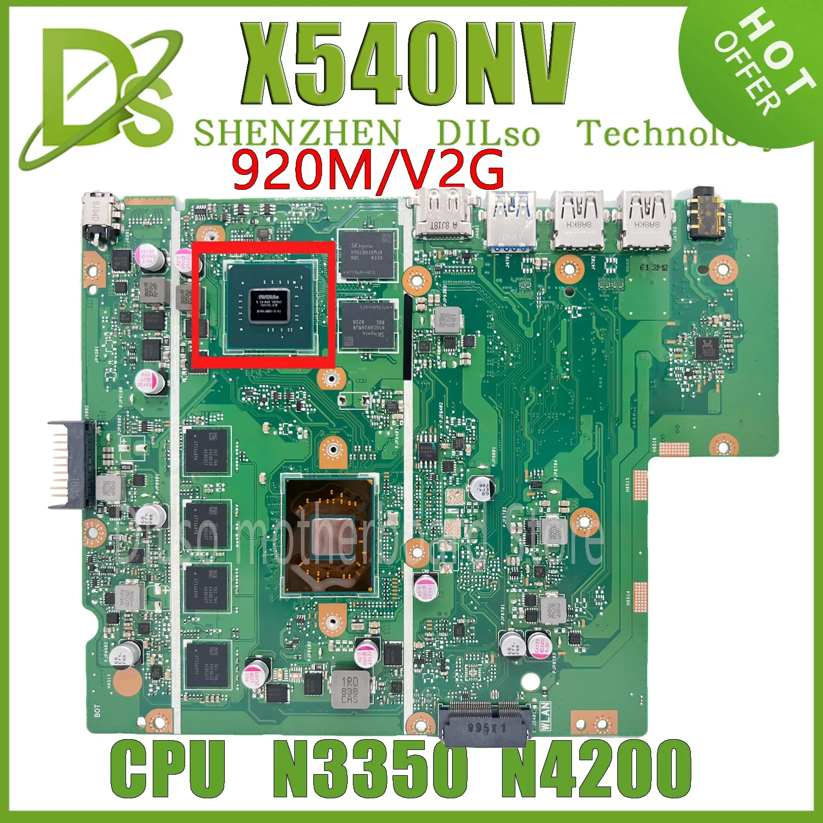 Carte mère Kefu X540NV Boîte principale pour ASUS X540N D540NV F540NV ordinateur portable Mother Boad avec N4200 N3450 8GB / 4GBRAM N16VGMR1SA2 GPU 100% Test