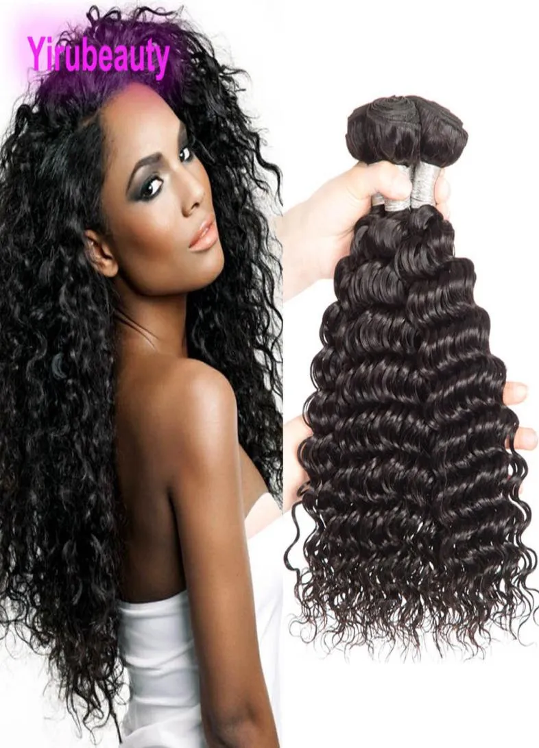 Malayasian Human Hair Weave 3 PiecesLot Hair Extensions Deep Wave Curly Natural Color Extension De Cheveux 828Inch7022515