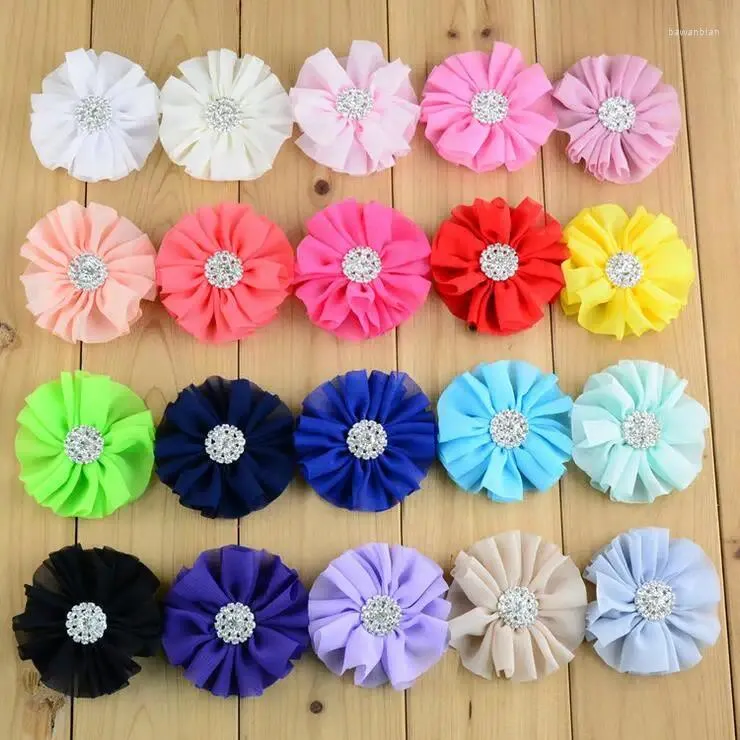 装飾的な花30pcs 7cmキッドヘッドバンドのためのシフォンフラワーDIYクラフトは色を選ぶことができます（HMF-41）