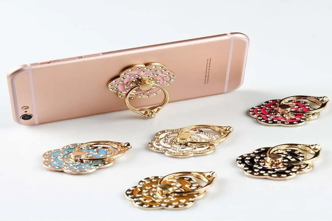 Soporte de anillo de dedo de 360 grados Bling Flower Soporte de teléfono móvil universal para iPhone Samsung Android Phone14688888