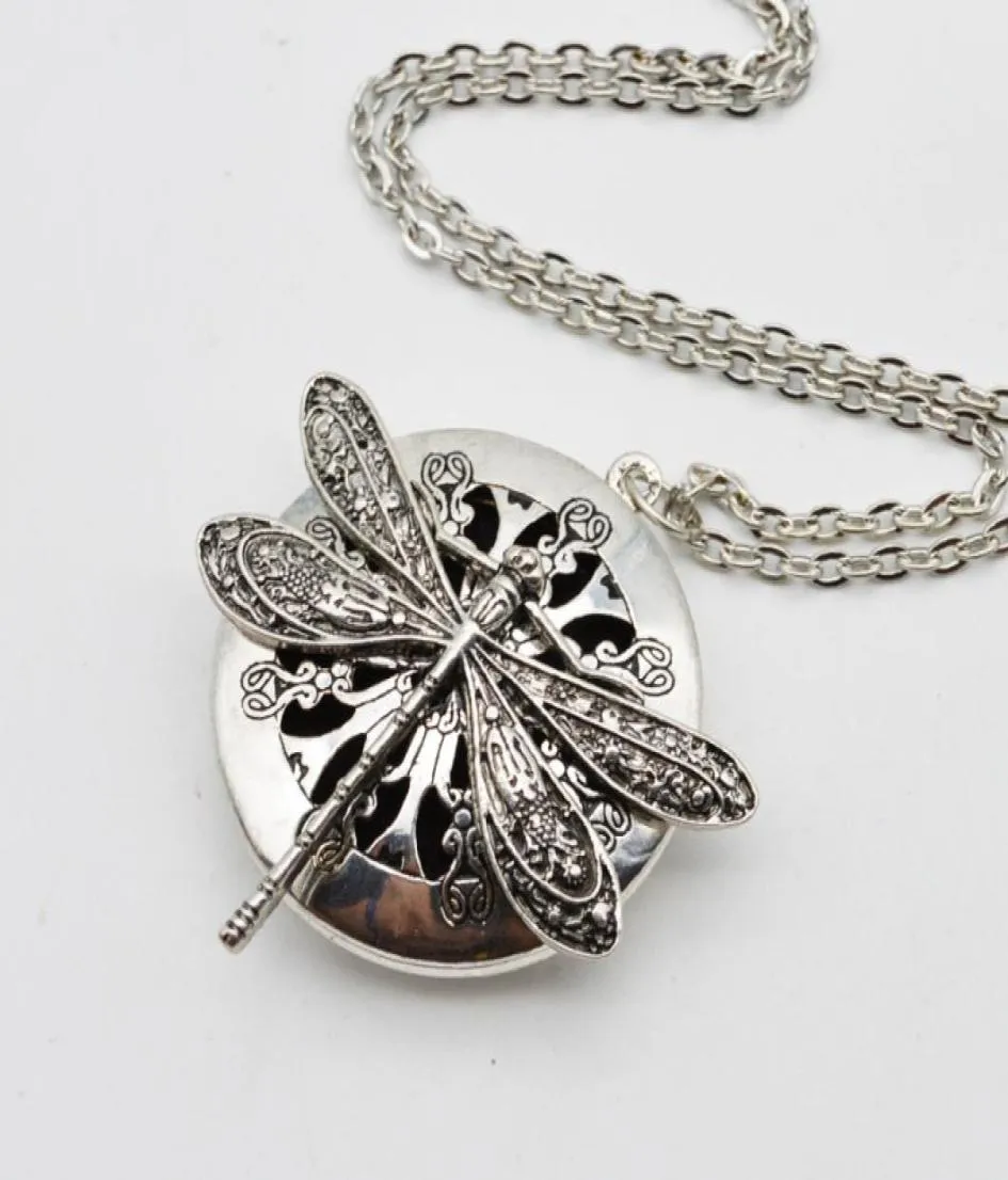 5pcs Dragonfly Design Lockets Vintage Offical Oil Diffuser Necklace Aromatherapy Locket Detting Detting Netclace Jewelry Gift 1071006