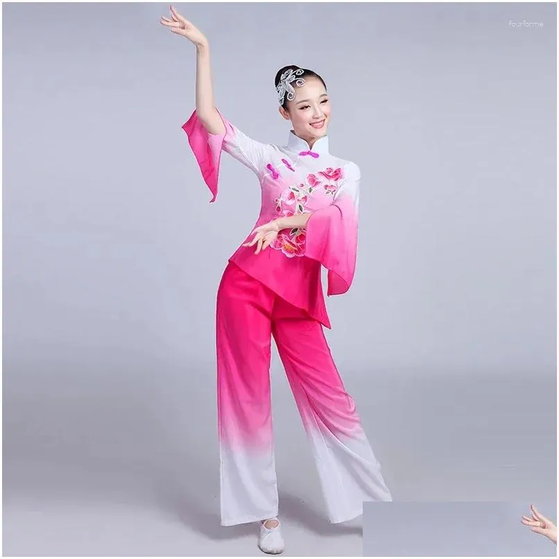 Stage Wear Chinese Costume Hanfu Classical Dance Female 2024 National Fan Yangko Drop Delivery Apparel Otjtz