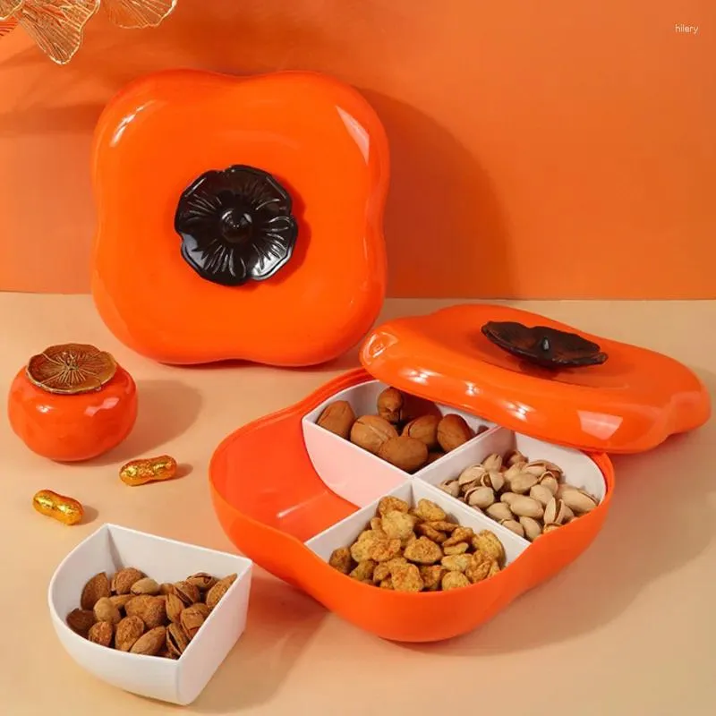 Plates Creative Persimmon Shaped Snack Page With Lock 4 Fack Avtagbar mutter Candy Storage Box For Home Table Organizer