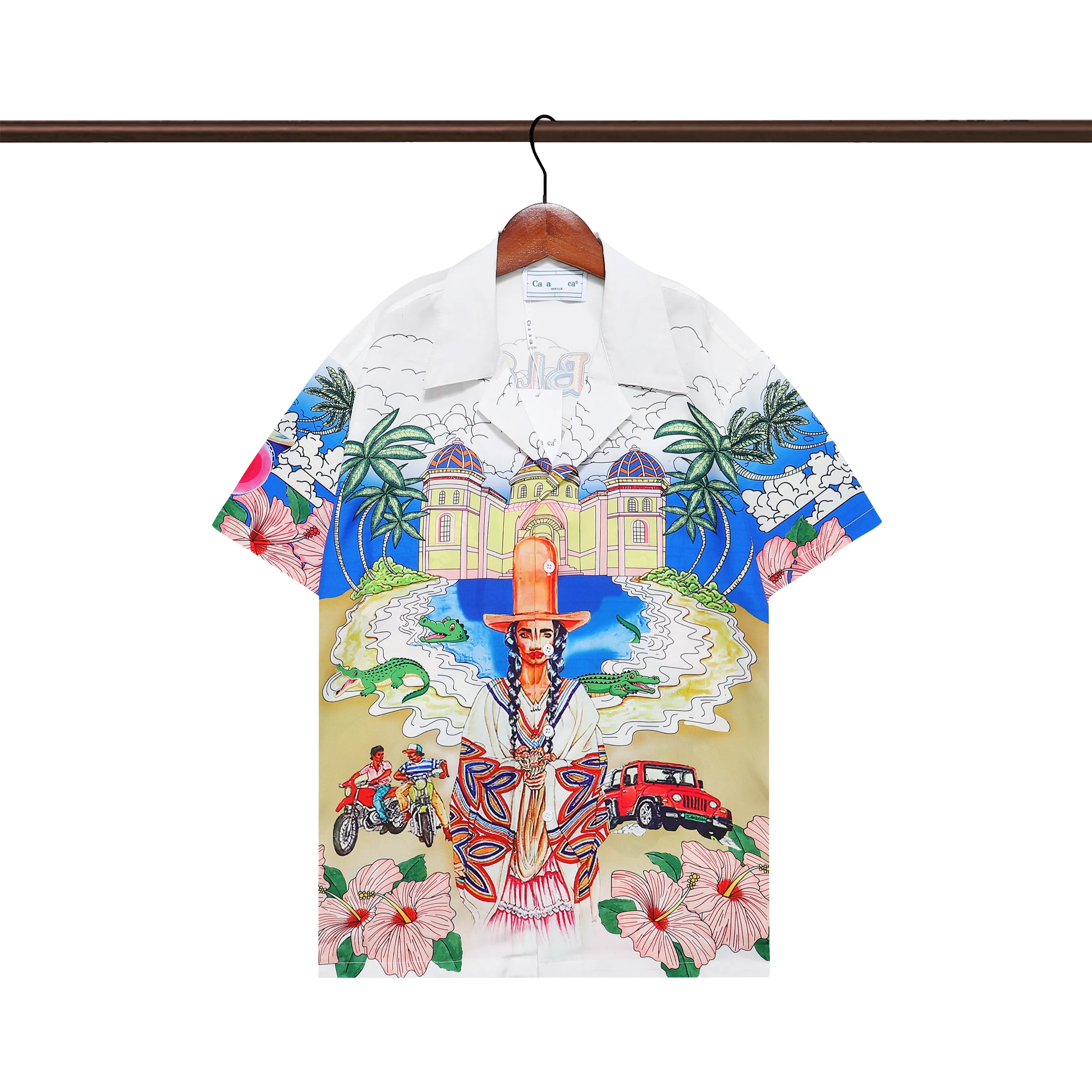 24SS Designer Shirt, Heren Button Up-shirt, bedrukt strandhemd, Hawaiiaans bloemcasual shirt, slanke heren Fit korthouwwerk Hawaiiaans T-shirt #4565