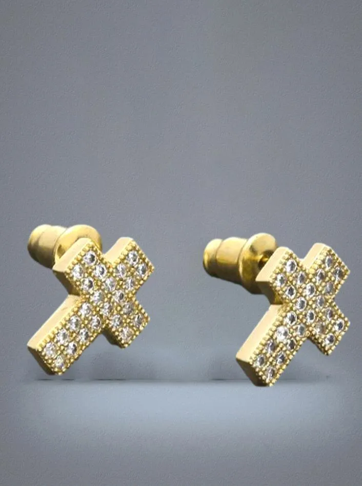 18K Gold Bling Cubic Zirconia Earring Studs Mens & Womens Hip Hop Stud Earrings Iced Out Diamond Rapper Jewelry Gifts for Boys Girls7106741