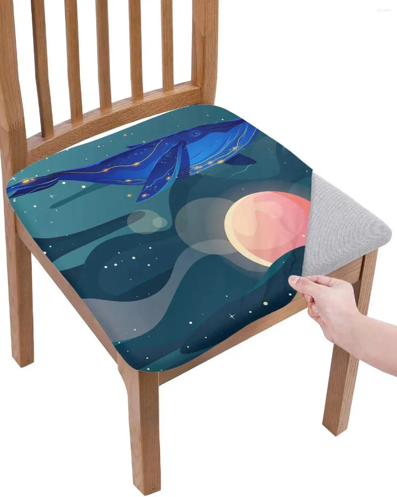 Chair Covers Starry Sky Night Whale Moon Elasticity Cover Office Computer Seat Protector Case Home Kitchen Dining Room Slipcovers