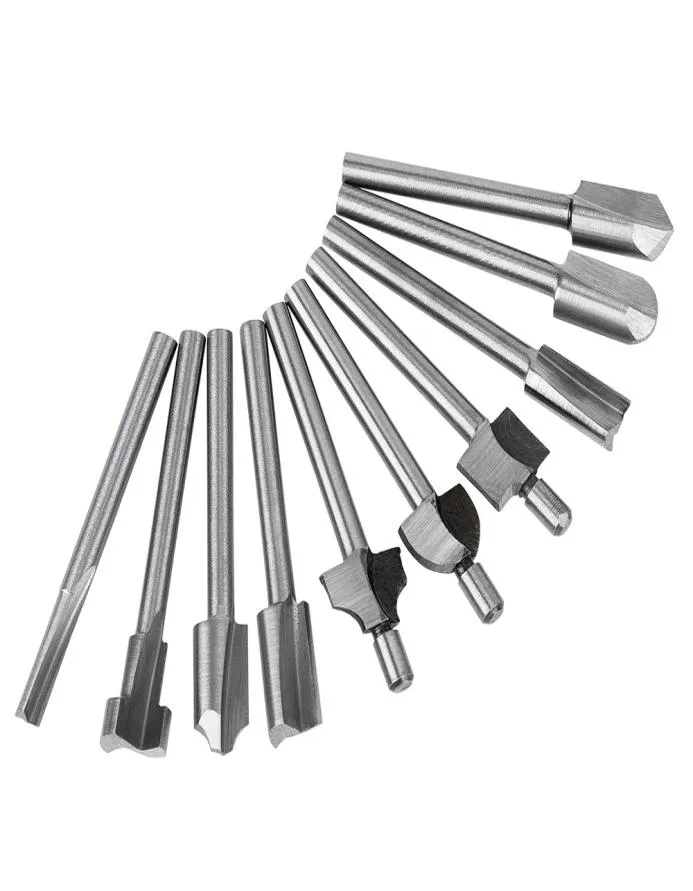 10pcslot 18 Mini Shank HSS Carpentry Bits Fit Dremel Rotary Tools Router Bits Router Cutter3275227