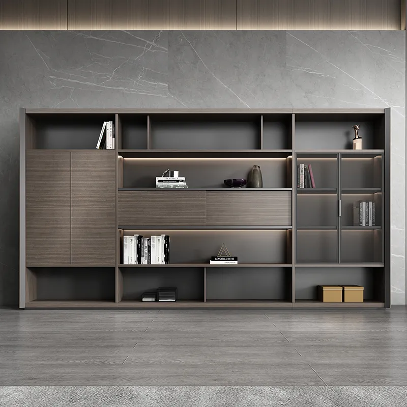 Wall Mounted Wooden Office Desk File Cabinet, Light Office Drawers