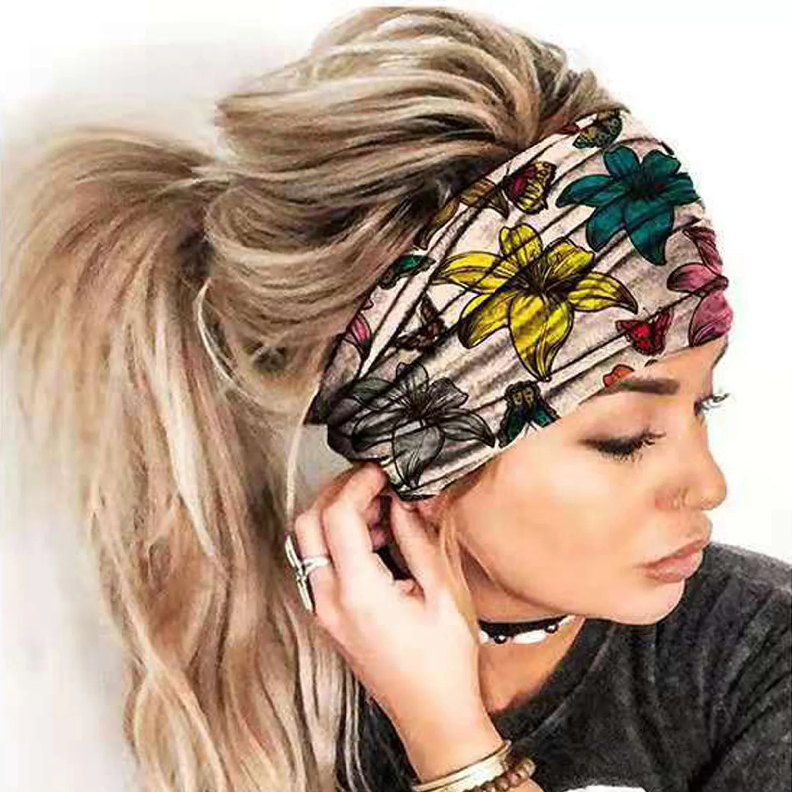 Hair Bands Boho Turban Headband Wide Headbands For Women, Boho