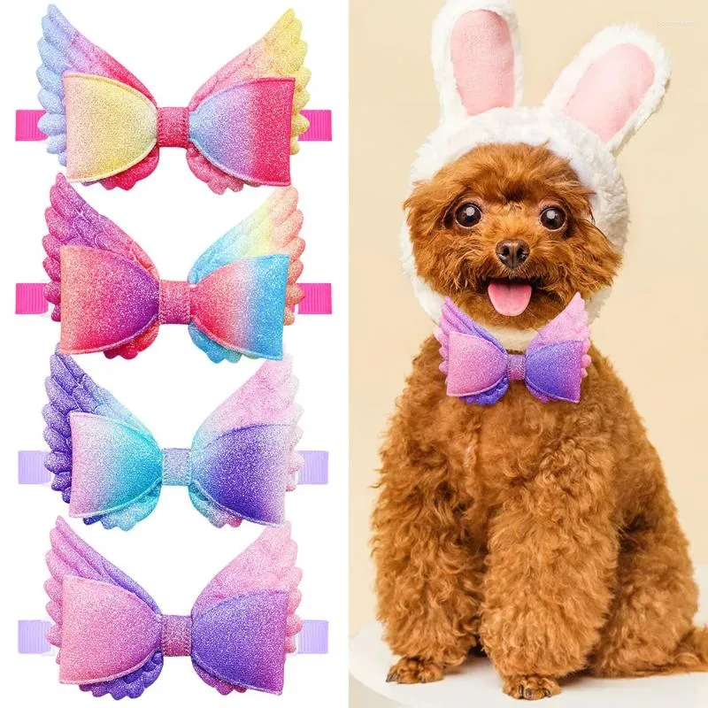 Hundkläder 10st mode Small Cat Bowtie Colorful Wings Pet Accessories Bow Tie Collar For Dogs