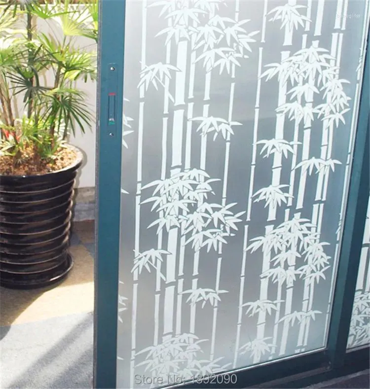 Window Stickers 45/60 200cm Opaque Self-adhesive Frosted Privacy Glass Film Decorative White Bamboo Bedroom ST023