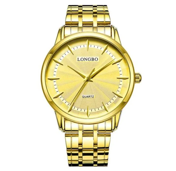 Longbo Quartz Watch Lovers Watchs Women Men Couple de montres analogiques Montres en cuir Montres décontractées Gold 1PCS 802715639854