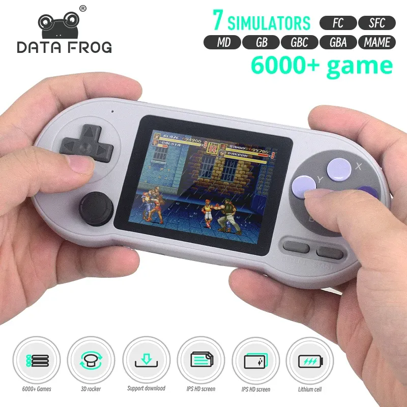 Giocatori Data Frog SF2000 da 3 pollici Schermata Game Console di gioco portatili 6000 giochi per videogiochi portatili per bambini