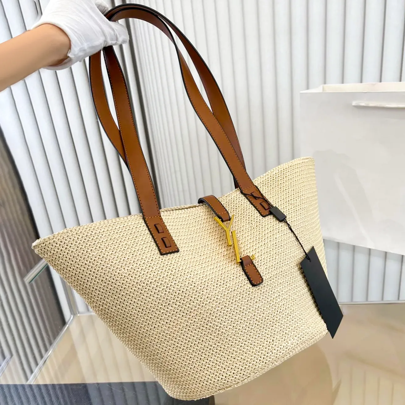 10A Designer Raffia Beach Basket Bags Rive Gauche Luxe Dames koppeling Weven Crossbody Schoudertassen Heren Travel Bagage Tas Tas Pohette Straw Vintage Handtas